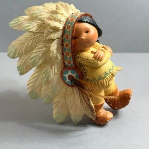 Enesco Native American Figurine with Feather Headdress